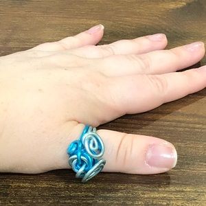 Teal and silver wire ring boutique
